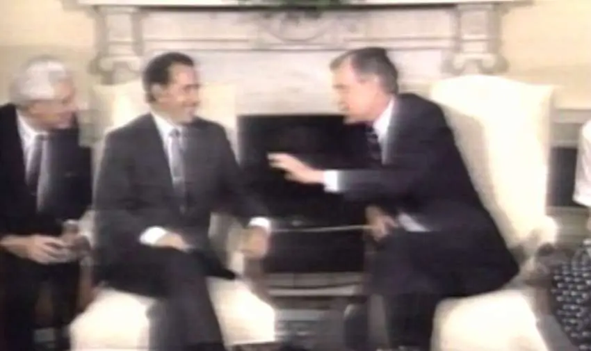 Rodrigo Borja visita EEUU para fortalecer lazos con Ecuador (1991)